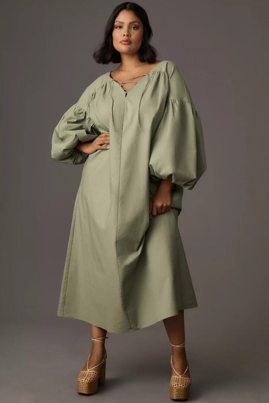 NWT Anthropologie Mare Mare Bubble-Sleeve Midi Dress